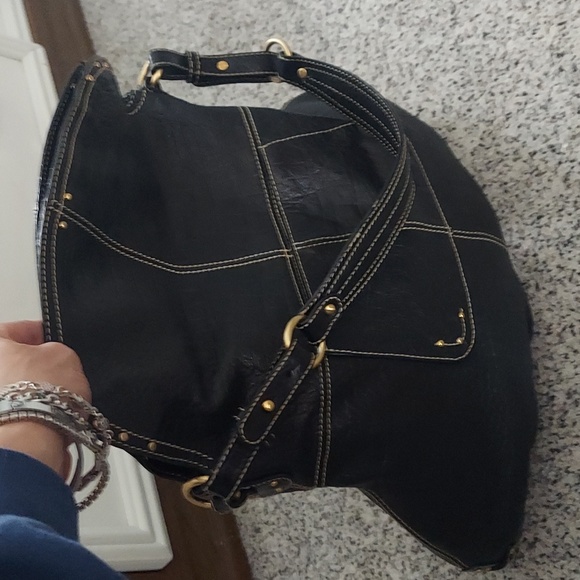 Maxx New York Black croc embossed studded leather shoulder bag - Picture 16 of 16